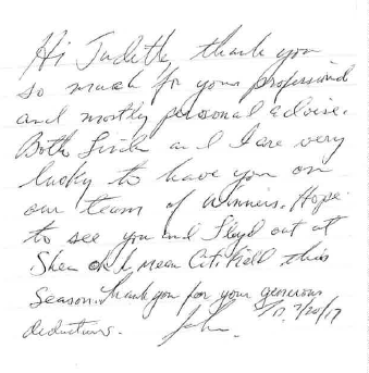 Handwritten Testimonial