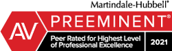 Martindale-Hubbell AV Preeminent - Peer Rated for Highest Level of Professional Excellence 2021